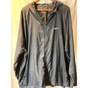 Nike Mens 4XL Running Jacket Windbreaker Packable Full Zip Hooded Black